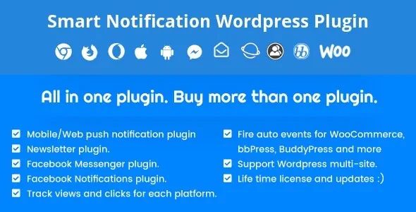 Smart Notification WordPress Plugin. Web & Mobile Push, FB Messenger, FB Notifications & Newsletter