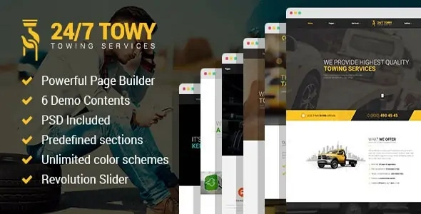 Towy – Emergency Auto Towing and Roadside Assistance Service WordPress theme