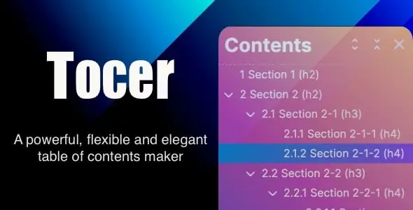 Tocer – table of contents maker WordPress plugin (formerly Fixed Toc)